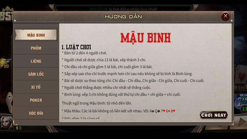 Hướng dẫn chi tiết cách xếp bài Mậu Binh